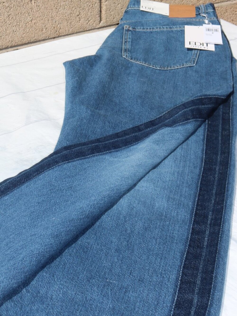 EDIT by Jason Wu Kalina Wide Leg High Rise Jeans Playa Norte Tuxedo Size 28 NWT